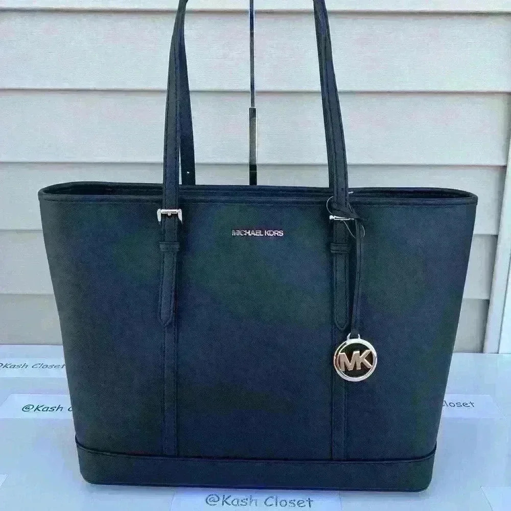 Michael Kors Jet Set Travel Large Tote Saffiano Leather - Black